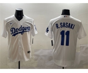 Men's Los Angeles Dodgers #11 Roki Sasaki White Cool Base Stitched Baseball Jersey