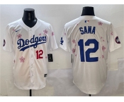Men's Los Angeles Dodgers #12 Sana White 2025 Tokyo Series Limited Stitched Baseball Jersey