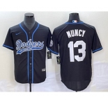 Men's Los Angeles Dodgers #13 Max Muncy Black With Patch Cool Base Stitched Baseball Jersey1