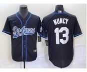 Men's Los Angeles Dodgers #13 Max Muncy Black With Patch Cool Base Stitched Baseball Jersey1