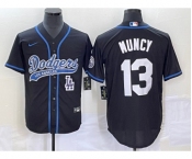 Men's Los Angeles Dodgers #13 Max Muncy Black With Patch Cool Base Stitched Baseball Jersey