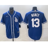 Men's Los Angeles Dodgers #13 Max Muncy Blue Cool Base Stitched Baseball Jersey
