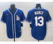 Men's Los Angeles Dodgers #13 Max Muncy Blue Cool Base Stitched Baseball Jersey