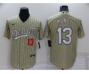 Men's Los Angeles Dodgers #13 Max Muncy Cream Pinstripe Stitched MLB Cool Base Nike Jersey