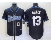 Men's Los Angeles Dodgers #13 Max Muncy Number Black With Patch Cool Base Stitched Baseball Jersey
