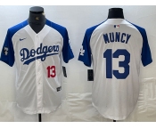 Men's Los Angeles Dodgers #13 Max Muncy Number White Blue Fashion Stitched Cool Base Limited Jersey