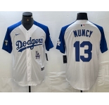 Men's Los Angeles Dodgers #13 Max Muncy White Blue Fashion Stitched Cool Base Limited Jersey