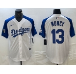 Men's Los Angeles Dodgers #13 Max Muncy White Blue Fashion Stitched Cool Base Limited Jerseys