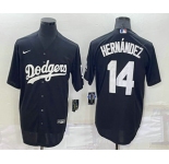 Men's Los Angeles Dodgers #14 Enrique Hernandez Black Turn Back The Clock Stitched Cool Base Jersey