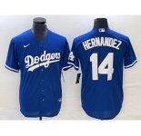 Men's Los Angeles Dodgers #14 Enrique Hernandez Blue Stitched Cool Base Nike Jersey