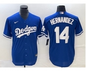 Men's Los Angeles Dodgers #14 Enrique Hernandez Blue Stitched Cool Base Nike Jersey
