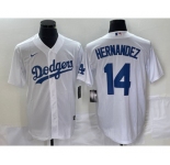 Men's Los Angeles Dodgers #14 Enrique Hernandez White Stitched Cool Base Nike Jersey