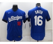 Men's Los Angeles Dodgers #16 Will Smith 2021 Royal City Connect Flex Base Stitched Baseball Jersey