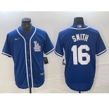 Men's Los Angeles Dodgers #16 Will Smith Blue Cool Base Stitched Baseball Jersey