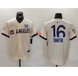 Men's Los Angeles Dodgers #16 Will Smith Cream 2024 City Connect Limited Stitched Jersey