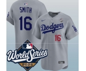 Men's Los Angeles Dodgers #16 Will Smith Gray 2025 World Series Limited Stitched Baseball Jersey