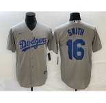 Men's Los Angeles Dodgers #16 Will Smith Grey Stitched Cool Base Nike Jersey