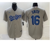 Men's Los Angeles Dodgers #16 Will Smith Grey Stitched Cool Base Nike Jersey