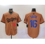 Men's Los Angeles Dodgers #16 Will Smith NUmber Olive Cool Base Limited Stitched Jersey