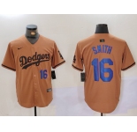 Men's Los Angeles Dodgers #16 Will Smith NUmber Olive Cool Base Limited Stitched Jerseys