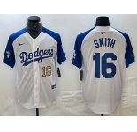 Men's Los Angeles Dodgers #16 Will Smith Number White Blue Fashion Stitched Cool Base Limited Jersey