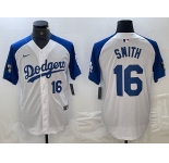 Men's Los Angeles Dodgers #16 Will Smith Number White Blue Fashion Stitched Cool Base Limited Jerseys