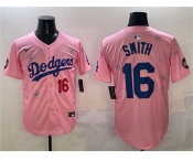 Men's Los Angeles Dodgers #16 Will Smith Pink 2025 Tokyo Series Limited Stitched Baseball Jersey