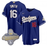 Men's Los Angeles Dodgers #16 Will Smith Royal 2026 Alternate Gold Collection Stadium Stitched Baseball Jersey