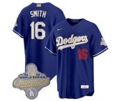 Men's Los Angeles Dodgers #16 Will Smith Royal 2026 Alternate Gold Collection Stadium Stitched Baseball Jersey