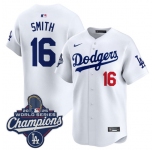 Men's Los Angeles Dodgers #16 Will Smith White 2025 Champions Stitched Baseball Jersey