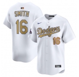 Men's Los Angeles Dodgers #16 Will Smith White 2025 Gold Collection Limited Stitched Baseball Jersey