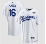Men's Los Angeles Dodgers #16 Will Smith White 2025 World Series Home Cool Base Stitched Baseball Jersey