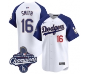Men's Los Angeles Dodgers #16 Will Smith White Blue 2025 Champions Stitched Baseball Jersey