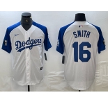 Men's Los Angeles Dodgers #16 Will Smith White Blue Fashion Stitched Cool Base Limited Jersey
