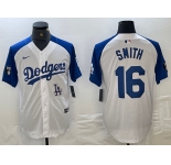 Men's Los Angeles Dodgers #16 Will Smith White Blue Fashion Stitched Cool Base Limited Jerseys