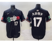 Men's Los Angeles Dodgers #17 大谷翔平 Black Mexico Flag Limited Stitched Baseball Jersey