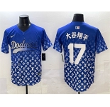 Men's Los Angeles Dodgers #17 大谷翔平 Blue Limited Stitched Baseball Jersey