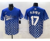 Men's Los Angeles Dodgers #17 大谷翔平 Blue Limited Stitched Baseball Jersey