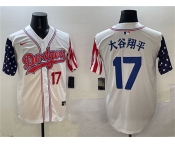 Men's Los Angeles Dodgers #17 大谷翔平 White Limited Stitched Baseball Jersey