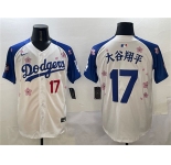 Men's Los Angeles Dodgers #17 大谷翔平 White Royal 2025 Tokyo Series Limited Stitched Baseball Jersey