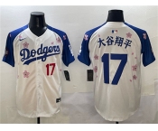 Men's Los Angeles Dodgers #17 大谷翔平 White Royal 2025 Tokyo Series Limited Stitched Baseball Jersey
