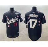 Men's Los Angeles Dodgers #17 Shohei Ohtani Black 2025 World Series Patch Tokyo Series Limited Stitched Baseball Jersey