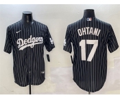 Men's Los Angeles Dodgers #17 Shohei Ohtani Black Cool Base Stitched Baseball Jersey
