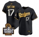 Men's Los Angeles Dodgers #17 Shohei Ohtani Black Gold 2024 World Series Limited Stitched Baseball Jersey