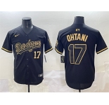 Men's Los Angeles Dodgers #17 Shohei Ohtani Black Gold Limited Stitched Jersey