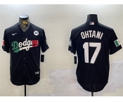Men's Los Angeles Dodgers #17 Shohei Ohtani Black Mexico 2024 World Series With No. 34 Patch Cool Base Stitched Baseball Jersey