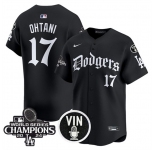 Men's Los Angeles Dodgers #17 Shohei Ohtani Black Mexico 2025 LA Gothic Style With Vin And 2024 World Series Champions Patch Vapor Premier Limited Stitched