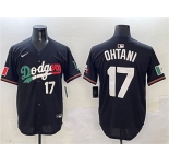 Men's Los Angeles Dodgers #17 Shohei Ohtani Black Mexico Flag Limited Stitched Baseball Jersey