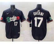 Men's Los Angeles Dodgers #17 Shohei Ohtani Black Mexico Flag Limited Stitched Baseball Jersey