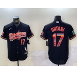 Men's Los Angeles Dodgers #17 Shohei Ohtani Black Rainbow Mexico Cool Base Stitched Jersey